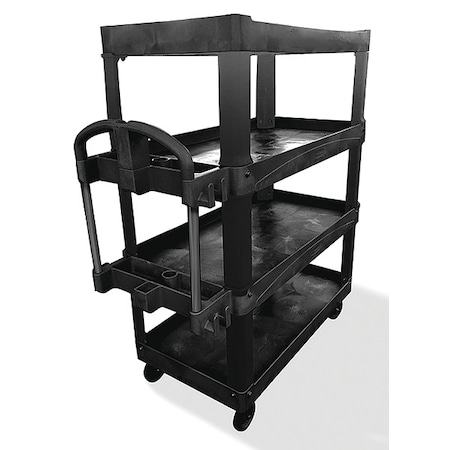 Utility Cart with Lipped Plastic Shelves, 700 lb Load Capacity, 4 Shelves, 55 in L, 26 in W MPN:2128657