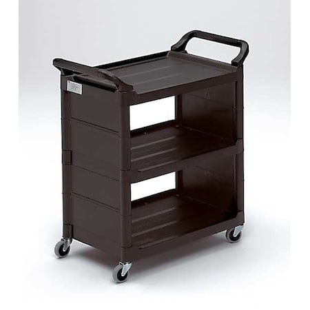 Enclosed Service Cart, Polypropylene, 150 lb Load Capacity, 3 Shelves, 33 5/8 in L, 18 5/8 in W MPN:FG342100BLA