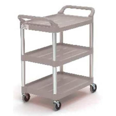 Dual-Handle Utility Cart with Lipped Plastic Shelves, Plastic, 200 lb Load Capacity, 3 Shelves MPN:FG342488PLAT