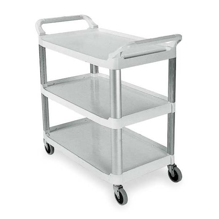 Dual-Handle Utility Cart with Lipped Plastic Shelves, Plastic, 300 lb Load Capacity, 3 Shelves MPN:FG409100OWHT