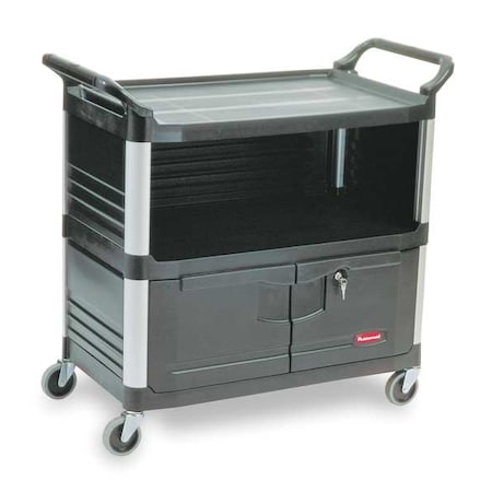 Enclosed Service Cart, High Density Polypropylene, 300 lb Load Capacity, 2 Shelves, 40 3/8 in L MPN:FG409500BLA