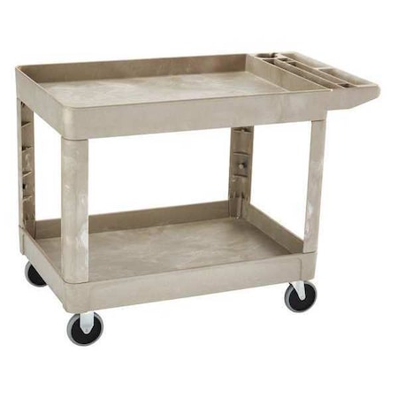 Utility Cart with Deep Lipped Plastic Shelves, Structural Foam, 500 lb Load Capacity, 2 Shelves MPN:FG452089BEIG