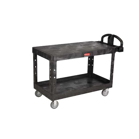 Utility Cart with Deep Lipped & Flush Plastic Shelves, Plastic, 750 lb Load Capacity, 2 Shelves MPN:FG454500BLA