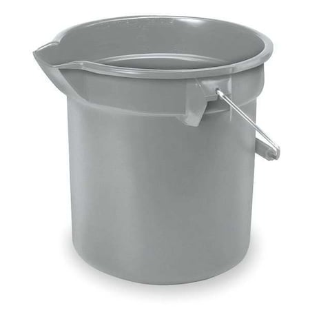 3 1/2 gal Round Bucket, 11-1/4 in H, 12 in Dia, Gray, Plastic MPN:FG261400GRAY