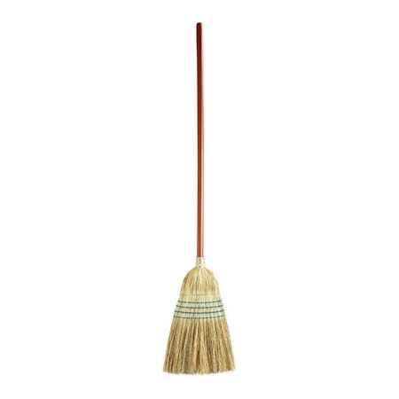 12 1/2 in Sweep Face Corn Broom, Stiff, Natural, Blue MPN:FG638300BLUE