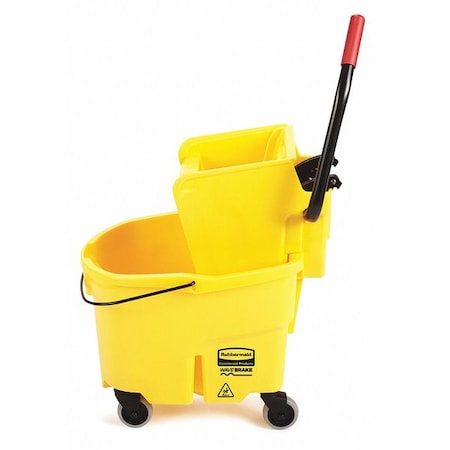 Mop Bucket and Wringer with Side Press, 6 1/2 gal Capacity, Yellow MPN:FG748000YEL