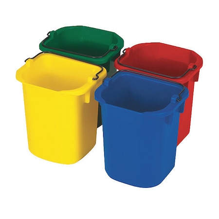1 1/4 gal Square Bucket Set, 8 1/2 in H, 9 1/2 in Dia, Green, Red, Yellow, Plastic MPN:FG9T83010000