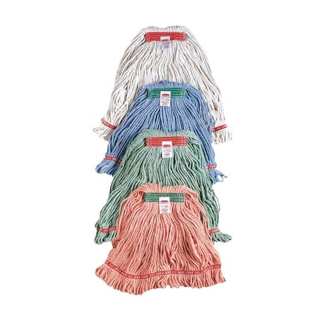 1 in String Wet Mop, 16 oz Dry Wt, Slide On Connection, Looped-End, Red, Cotton/Synthetic MPN:FGD21206RD00