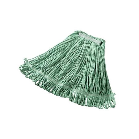 1 in String Wet Mop, 18 oz Dry Wt, Slide On Connection, Looped-End, Green, Cotton/Synthetic MPN:FGD21306GR00