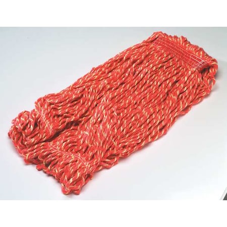 1 in String Wet Mop, 18 oz Dry Wt, Slide On Connection, Looped-End, Red, Cotton/Synthetic MPN:FGD21306RD00