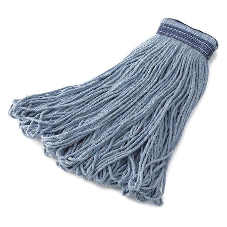 Universal String Wet Mop, 28 oz Dry Wt, Slide On Connection, Looped-End, Blue, Cotton/Synthetic MPN:FGE23800BL00