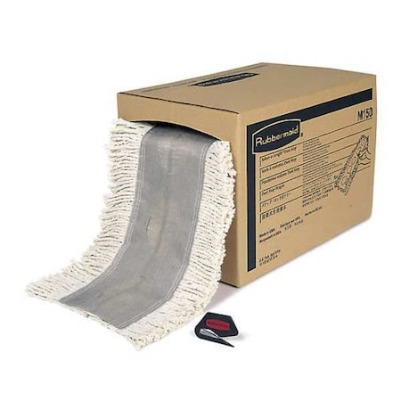 40 ft L Flat Dust Mop, Slide On Connection, Cut-End, White, Cotton MPN:FGM15000WH00