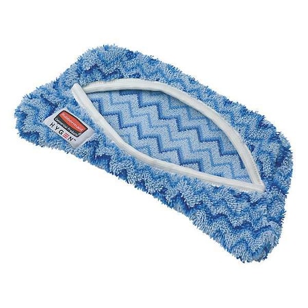 8-1/4 in L Flat Mop Pad, 0.322 oz Dry Wt, Quick Change Connection, Blue/White, Microfiber MPN:FGQ89100BL00