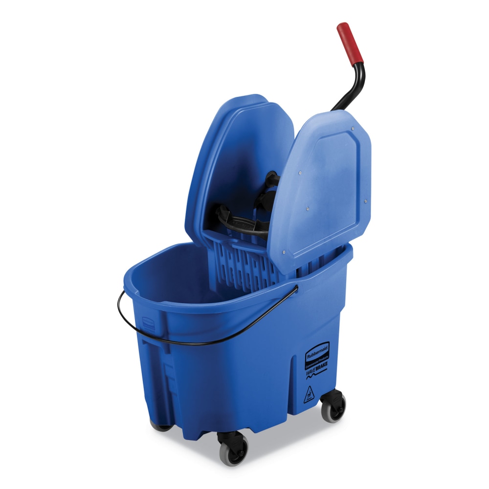 Rubbermaid Commercial WaveBrake 2.0 Bucket/Wringer Combos, Down-Press, 35 qt, Plastic, Blue MPN:FG757888BLUE