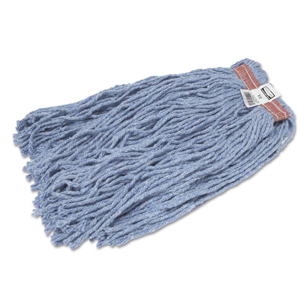 Rubbermaid Commercial Non-Launderable Cotton/Synthetic Cut-End Blend Mop Head, Cotton/Synthetic, Blue, 20 oz, 1in Headband, 12/Carton MPN:FGF51700BL00