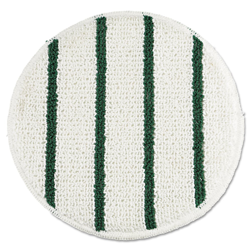 Rubbermaid Commercial Low Profile Scrub-Strip Carpet Bonnet, 19in Diameter, White/Green MPN:FGP26900WH00