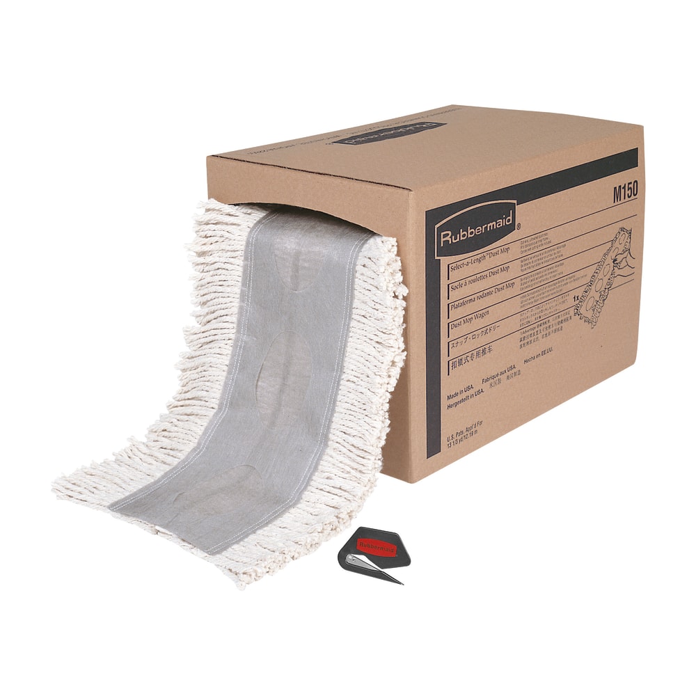 Rubbermaid Cut-To-Length Cotton Dust Mops, 5in x 40in, White MPN:M15000WH
