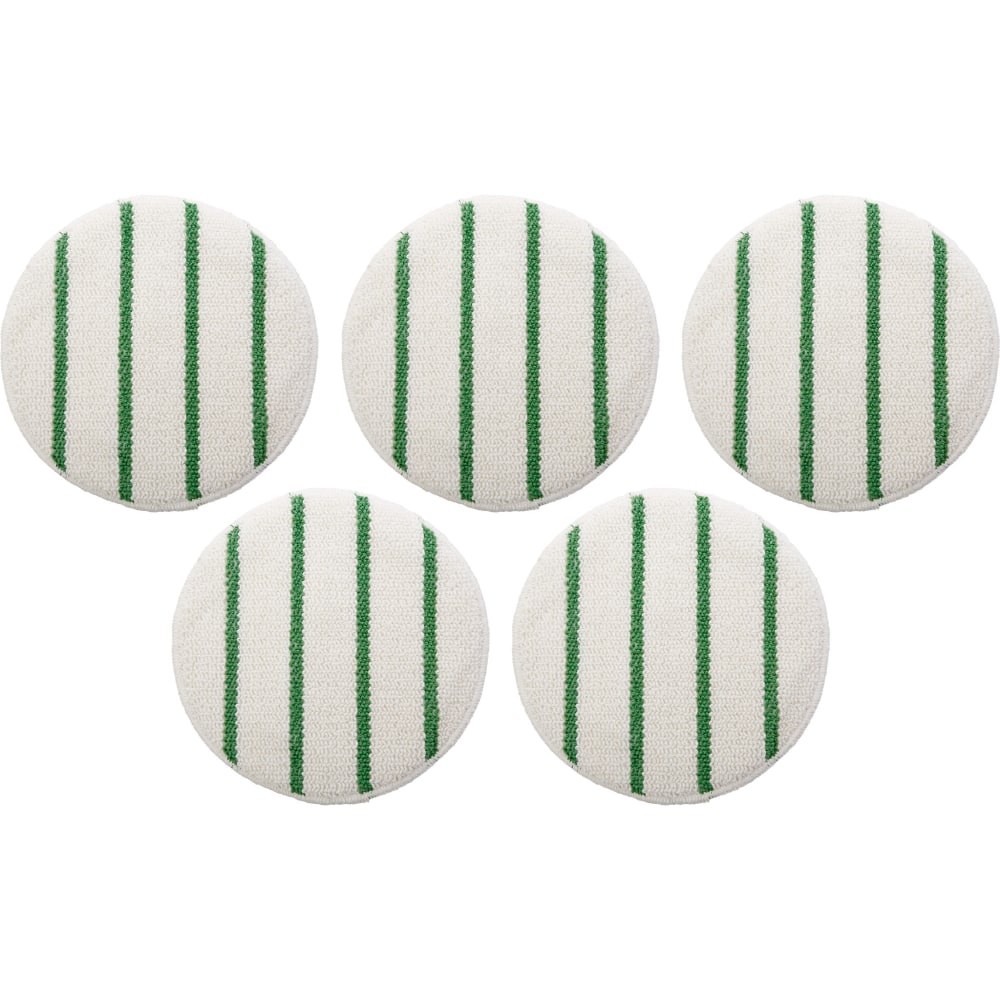 Rubbermaid Commercial Green Stripe Carpet Bonnet - 19in Diameter - 300 rpm Maximum Speed Supported - Scrub Strip - White, Green - 5 / Carton MPN:P26900CT