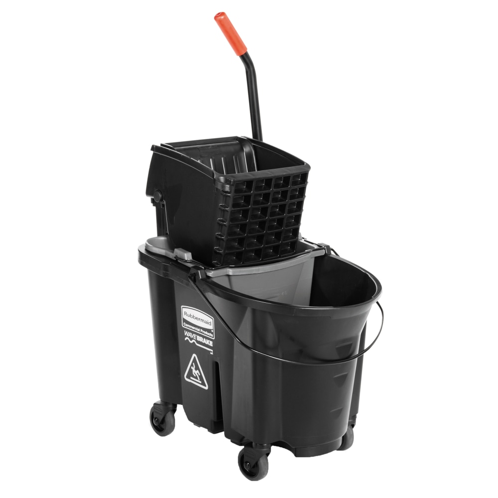 Rubbermaid WaveBrake Plastic Side-Press Wringer/Bucket Combo, 35 Qt, Black MPN:RCP1863896