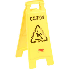 Rubbermaid® 6112 Floor Sign 2 Sided Multi-Lingual - Caution FG611200YEL