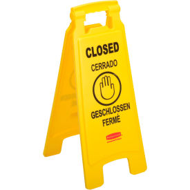 Rubbermaid® 6112-78 Floor Sign 2 Sided Multi-Lingual - Closed FG611278YEL