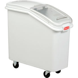 Rubbermaid® 3600-88 2.8 Cu. Ft Plastic Bin Truck with Clear Lid & Scoop FG360088WHT