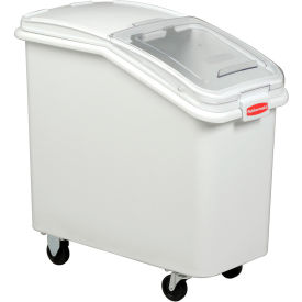Rubbermaid® 3602-88 3.5 Cu Ft Plastic Bin Truck with Clear Lid & Scoop FG360288WHT