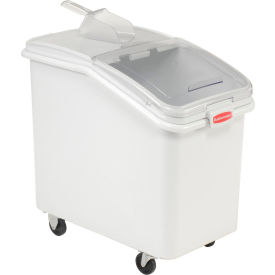 Rubbermaid® 3603-88 4.1 Cu. Ft Plastic Bin Truck with Clear Lid & Scoop FG360388WHT