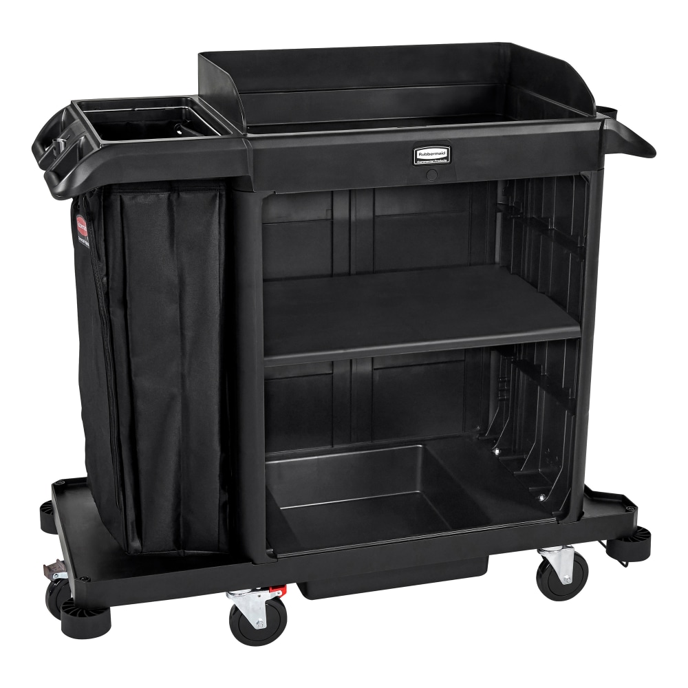 Rubbermaid Commercial Products Housekeeping Cart, 19-1/8inH x 53-1/8inW x 23inD, Black, Total Qty 1 MPN:2202585