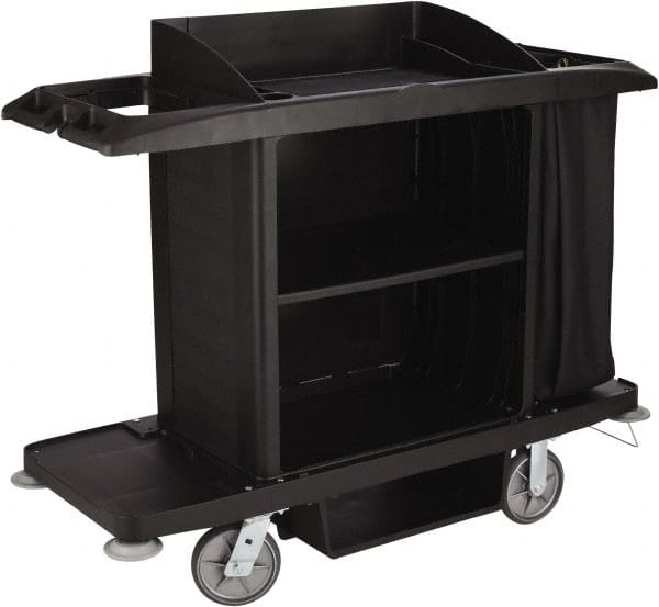 Rubbermaid Commercial Full Size Housekeeping Janitorial Cart with Wheels, Black Vinyl Bag, 50