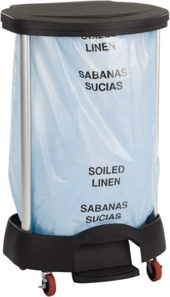 Rubbermaid Commercial Executive Series Step-On Linen Hamper/Laundry Basket with Front Locking Casters, Hands Free Lid, 30 Gallon, Black MPN:FG630000BLA