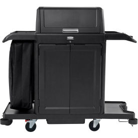 Rubbermaid® Full Size Housekeeping Cart with Hood & Doors Black 2202587