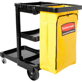 Rubbermaid® 6173-88 Janitor Cart with 25 Gallon Vinyl Bag Black FG617388BLA