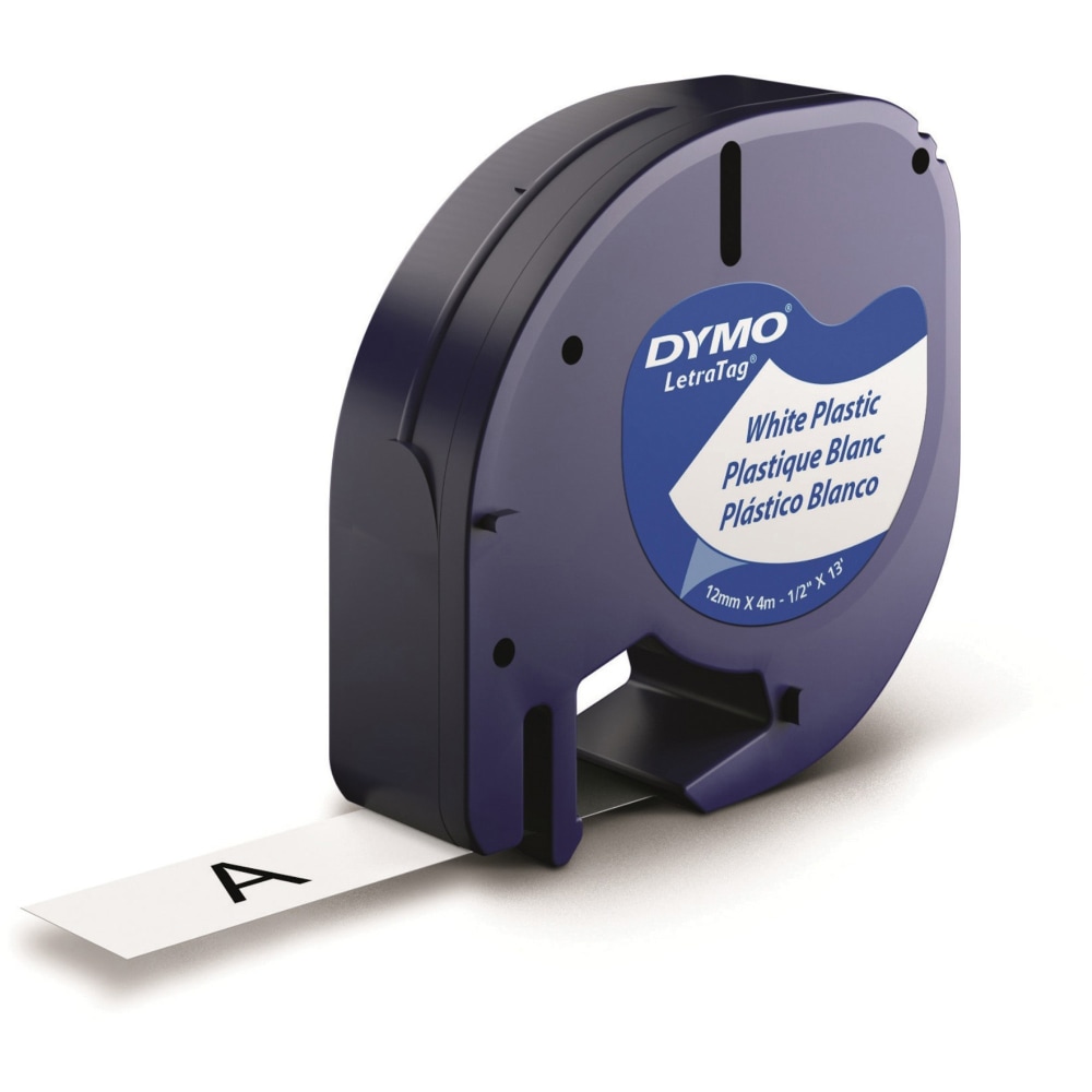 DYMO LetraTag Labelmaker Plastic Labeling Tape, 1/2in x 13ft, White, Pack Of 6 Rolls MPN:2050823