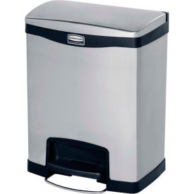 Rubbermaid® Slim Jim® Stainless Steel Step On Container Front Step- 8 Gal Black- 1901985 1901985