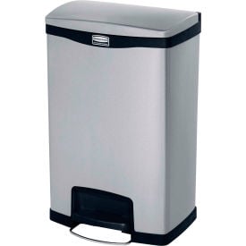 Rubbermaid® Slim Jim® 1901992 Stainless Steel Step On Can Front Step 13 Gallon - Black 1901992