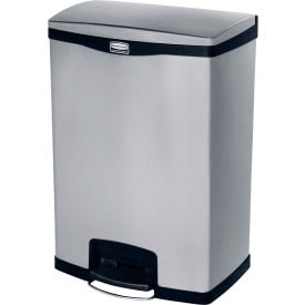 Rubbermaid® Slim Jim® 1901999 Stainless Steel Step On Can Front Step 24 Gallon - Black 1901999