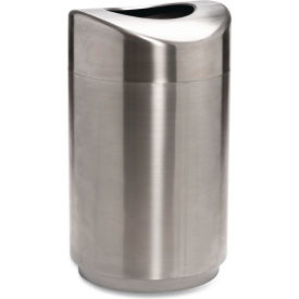 Rubbermaid® Stainless Steel Round Open Top Trash Can W/Plastic Liner 30 Gallon FGR2030SSPL