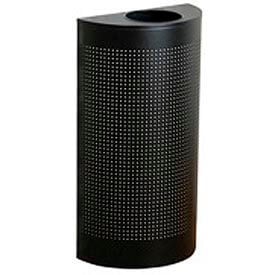 Rubbermaid® Silhouette Steel Half Round Trash Can W/Plastic Liner 12 Gallon Black FGSH12EPLTBK