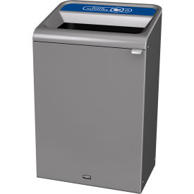 Rubbermaid® Configure Decorative Steel Trash Can Mixed Recycling Lid 33 Gallon Grey Stenni 1961629