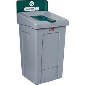 Rubbermaid® Slim Jim® 1-Stream Recycling Station For Compost 33 Gallon Cap. Gray/Green 2171555
