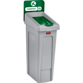 Rubbermaid® Slim Jim® 1-Stream Recycling Station For Compost 23 Gallon Cap. Gray/Green 2185051