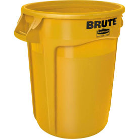 Rubbermaid Brute® FG264360YEL Trash Container w/Venting Channels 44 Gallon - Yellow FG264360YEL