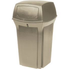 Rubbermaid® Plastic Square 2 Door Trash Can 35 Gallon Beige FG843088BEIG