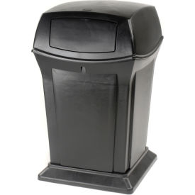 Rubbermaid® Plastic Square Trash Can 2 Doors 45 Gallon Black FG917188BLA