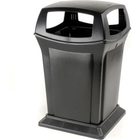 Rubbermaid® Ranger® Plastic Square Trash Can 4 Openings 45 Gallon Black FG917388BLA