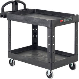 Rubbermaid® Brute Heavy Duty Ergo Handle Utility Cart Lipped Shelf Small Black FG450088BLA