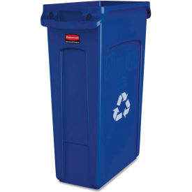 Rubbermaid® Slim Jim Plastic Recycling Container with Venting Channels 23 gal Plastic Blue FG354007BLUE