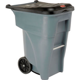 65 Gallon Rubbermaid Large Mobile Waste Receptacle - Gray With Lid FG9W2100GRAY