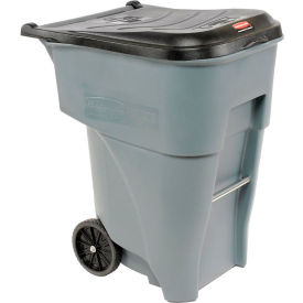 95 Gallon Rubbermaid Large Mobile Waste Receptacle - Gray With Lid FG9W2200GRAY